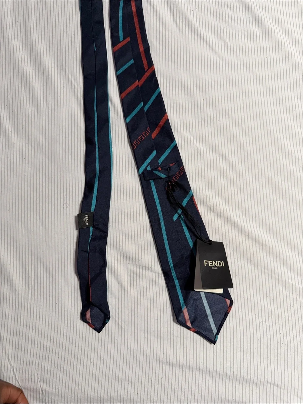Fendi Men’s Navy Striped Silk Tie
